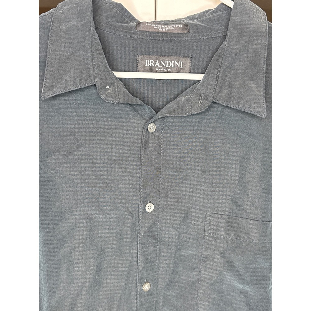 Brandini Le Collezioni Mens Gray Button Down Shirt Casual Short Sleeve‎